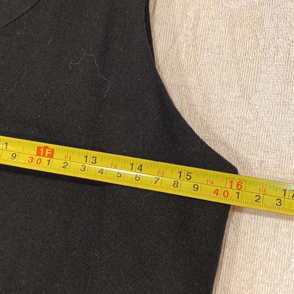 NWT. Love Wool Black Drop Waist Dress with Patent Belt & Front Pockets - Picture 12 of 16